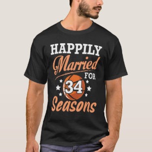 Camiseta Esposa De Marido Casada Felizmente 34 Anos Para Ba