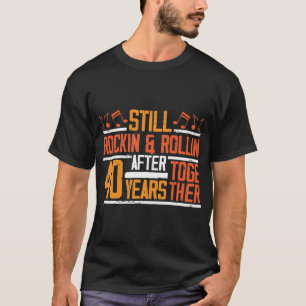 Camiseta Esposa de Rocking Wife do 40º aniversário de cas