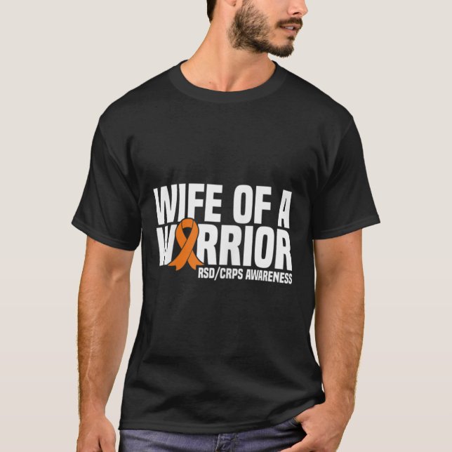 Camiseta Esposa De Um Guerreiro Laranja Frisa Consciência (Frente)