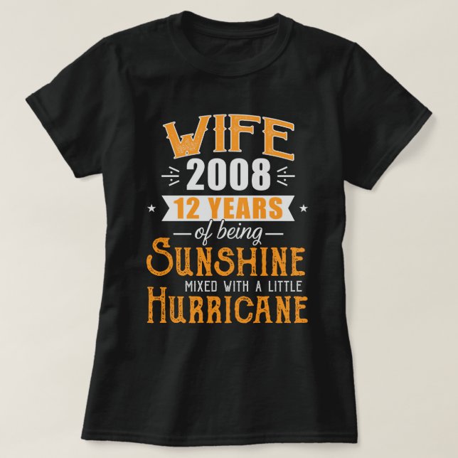 Camiseta Esposa Desde Presente De 2008, 12 Anos De Casament (Frente do Design)
