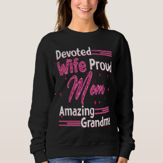 Camiseta Esposa Devotada Mãe Orgulhosa Avó Incrível Mama Na