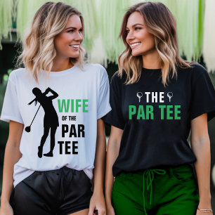 Camiseta Esposa do Par Tee Verde e Branco de Golfe
