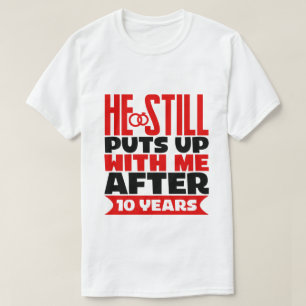 Camiseta Esposa engraçada do 10º Aniversário