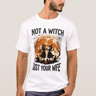 Camiseta Esposa engraçada Halloween Vintage Witch Moon Desi
