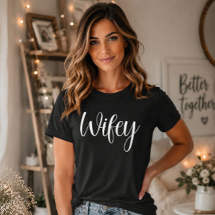 Camiseta Esposa Escrita Moderna Branca Feminina