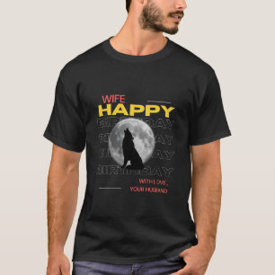 Camiseta Esposa-Esposa-Aniversário-Ama-Lobo-Personalizado