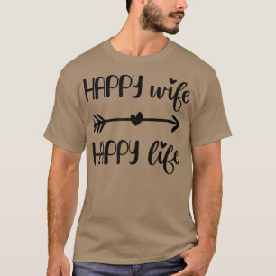 Camiseta Esposa Feliz Vida Feliz Noivas para Mulheres dos M