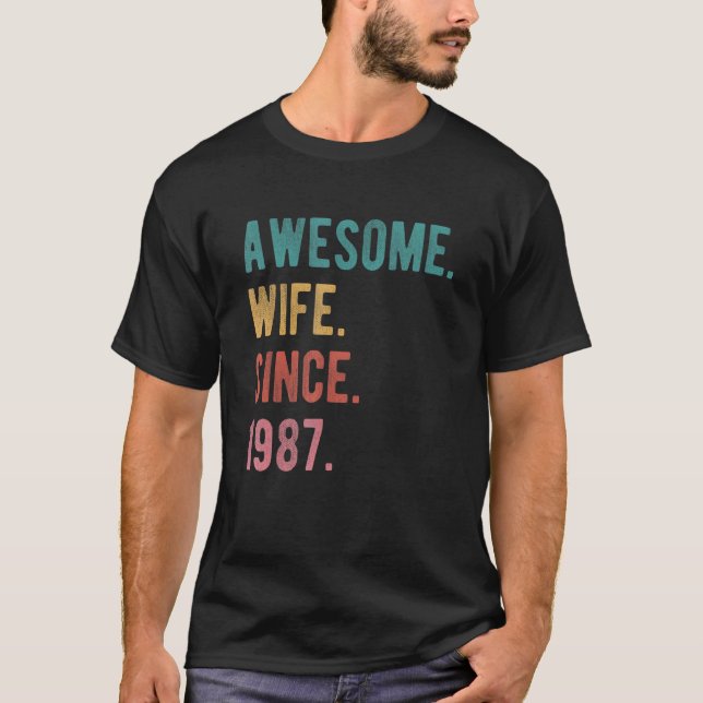 Camiseta Esposa Incrível Desde 1987 35º Aniversário de Casa (Frente)