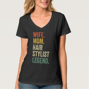 Camiseta Esposa Mãe Cabelo Estilo Legenda Hairdresser Salon