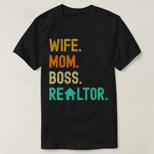 Camiseta Esposa Mãe Chefe Agente Imobiliário Funny (Frente do Design)