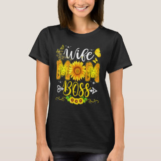 Camiseta Esposa Mãe Chefe Aniversário Para Mamãe Girassol M