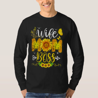 Camiseta Esposa Mãe Chefe Aniversário Para Mamãe Girassol M