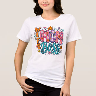 Camiseta Esposa Mãe Chefe Design Floral de Margarida Vida d