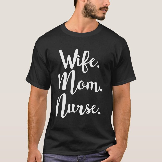 Camiseta Esposa Mãe Enfermeira Hoodie Dia de as mães Presen (Frente)
