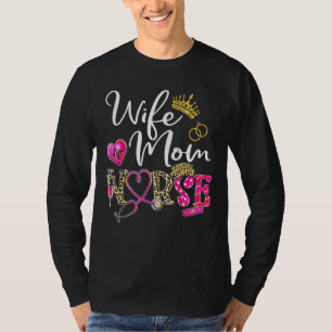 Camiseta Esposa Mãe Enfermeira Leopardo Para Mulheres Mamãe
