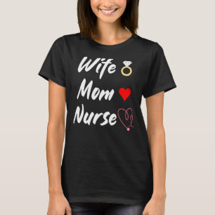 Camiseta Esposa Mãe Enfermeira Stethoscope Coração Registra