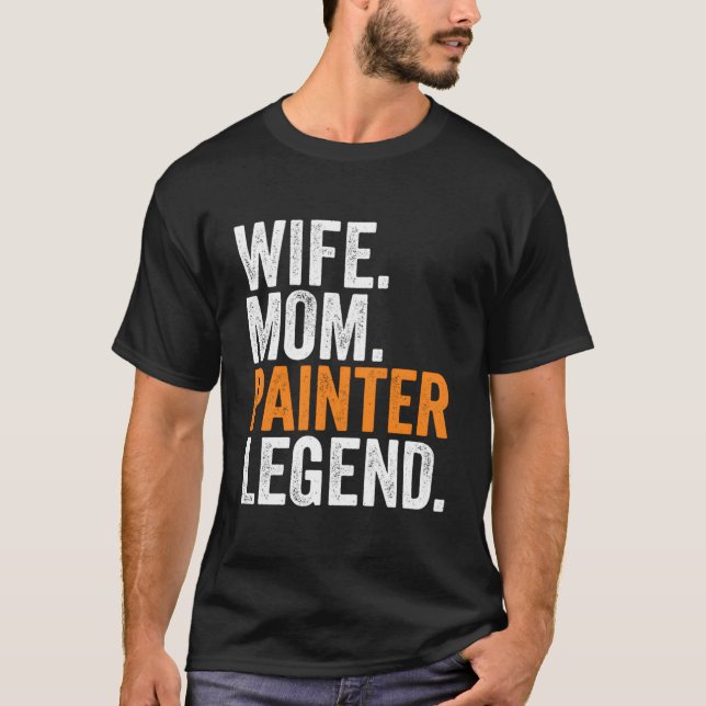 Camiseta Esposa Mãe Pintor Legenda Engraçada Escritório De  (Frente)
