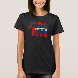 Camiseta Esposa Mãe Protetor Herói Veterano Orgulhoso Vet A