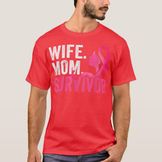 Camiseta Esposa Mãe Sobrevivente Rosa Fita Cancer De Fita A
