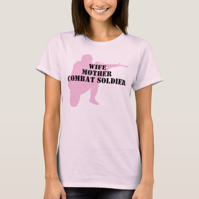 Camiseta Esposa, Mãe, Soldado de Combate (Frente)