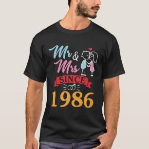 Camiseta Esposa Marido Sr. E Sra. Desde 1986 Casando-Se