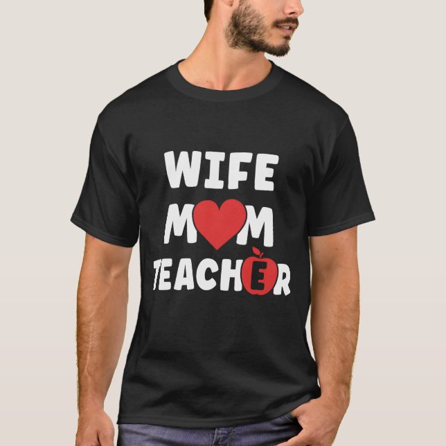 Camiseta Esposa Momeacher Família de Dias de as mães Encant (Frente)