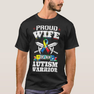Camiseta Esposa Orgulhosa De Um Guerreiro Autismo Sensibili