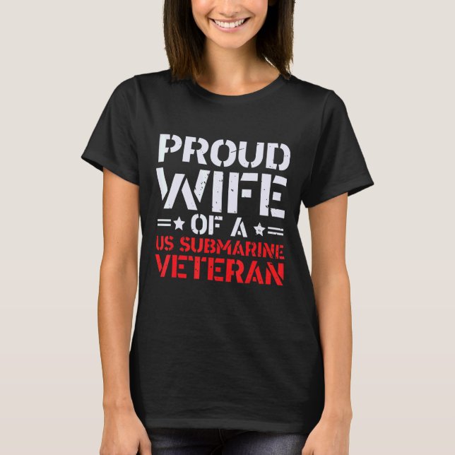 Camiseta Esposa Orgulhosa De Um Patriótico Veterano Submari (Frente)