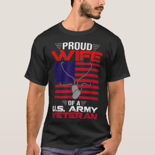 Camiseta Esposa Orgulhosa De Um Veterano Do Exército Dos Es