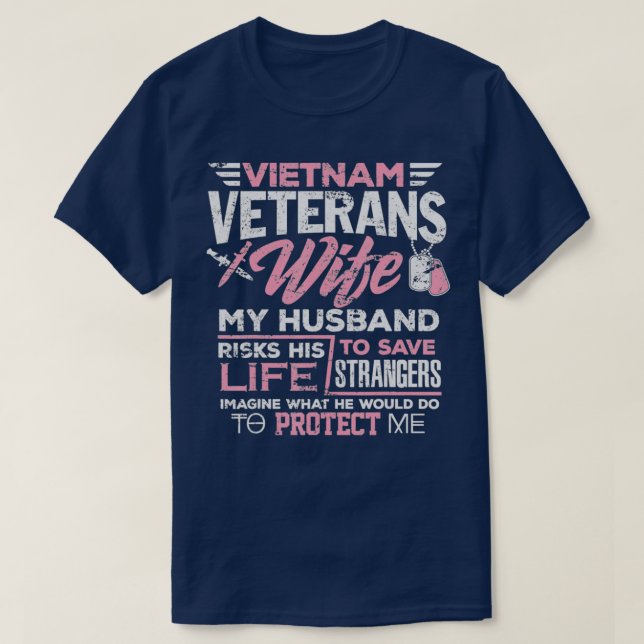 Camiseta Esposa Orgulhosa De Um Veterano Vietnã (Frente do Design)