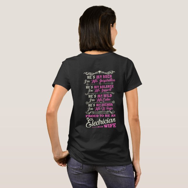 Camiseta Esposa orgulhosa do eletricista (Parte Traseira Completa)
