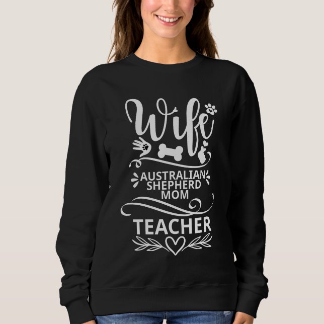 Camiseta Esposa Pastora Australiana Mãe Professora Engraçad (Frente)