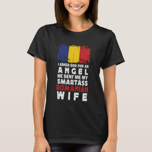 Camiseta Esposa Romena Espertinha Engraçada Bandeira da Rom