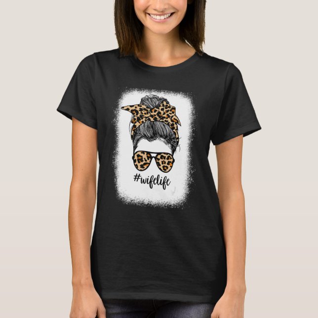 Camiseta Esposa Sangrada Mães Impressas Bun Leopard (Frente)