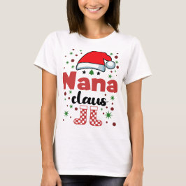 Camiseta Esposa Santa Hat da Família Natal Nana