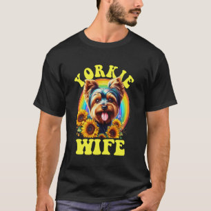 Camiseta Esposa Yorkie Yorkshire Terrier Cachorro Girassol 
