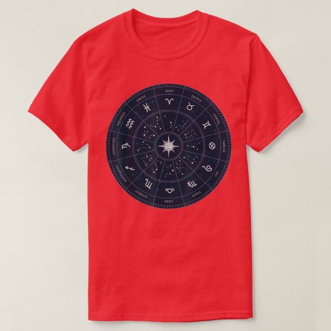 Camiseta Esposa Zodiac Wheel Astrologia Zodiac Horoscope 27 (Frente do Design)