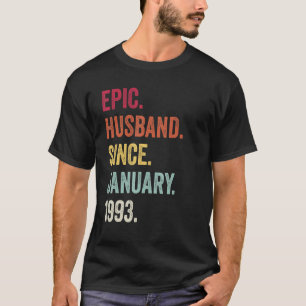 Camiseta Esposo épico desde janeiro de 1993, aniversário de