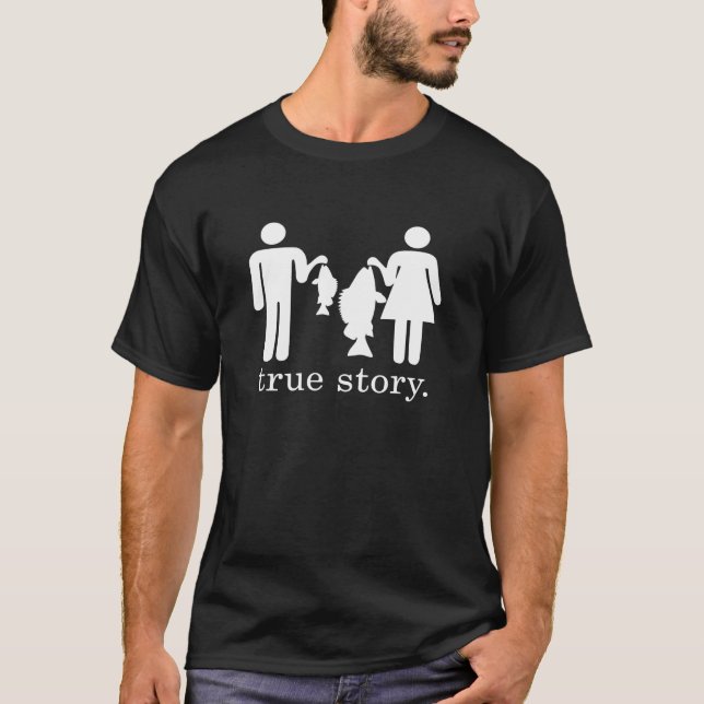 Camiseta Esposo pesqueiro de história verdadeiro e esposa L (Frente)