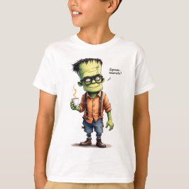 Camiseta Espresso-acordar, Frankenstein com um café.