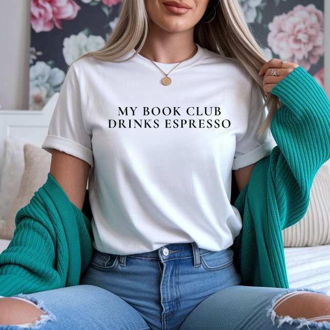 Camiseta Espresso e Livros, Presente para Leitores (funny bookish shirt, book lover gift, coffee and book shirt, book club shirt, espresso lover shirt,)