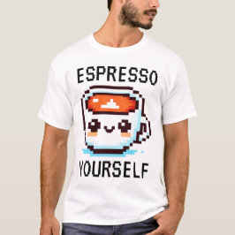 Camiseta Espresso - Engraçado Pixel Art Coffee Design
