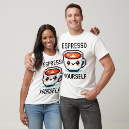 Camiseta Espresso - Engraçado Pixel Art Coffee Design
