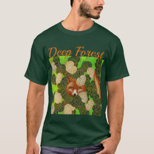 CAMISETA ESPUMA VERMELHA ENTRE FOLHAS VERDE E FOLIAGEM