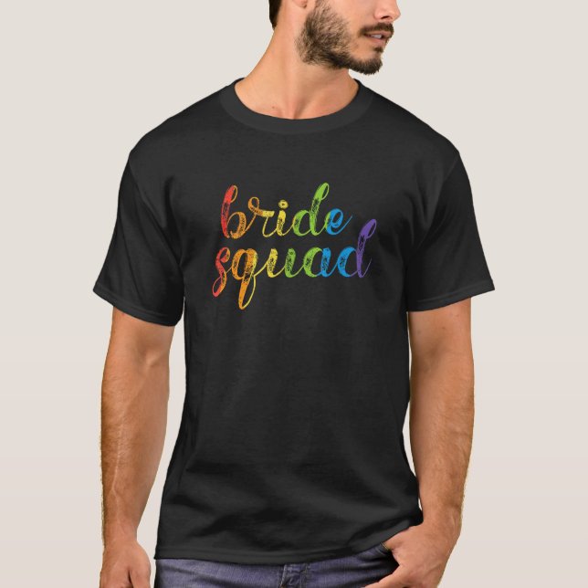 Camiseta Esquadra da Noiva LGBT Casamento Lésbico Mulheres  (Frente)