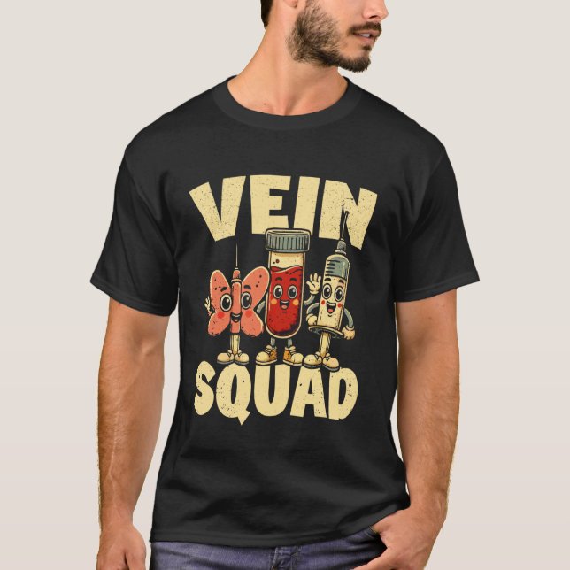 Camiseta Esquadra da Veia Flebologista Engraçada (Frente)