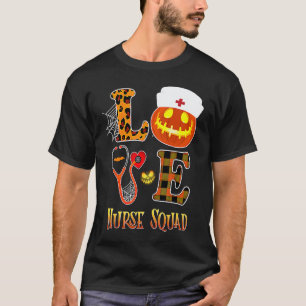 Camiseta Esquadra de Enfermeiras Amor Halloween Estetoscópi