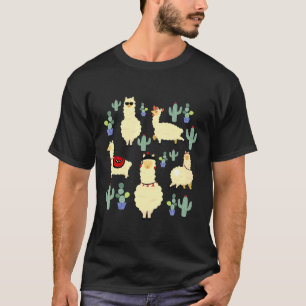Camiseta Esquadra De Llama Bonita Para O Jardim De Cactus D