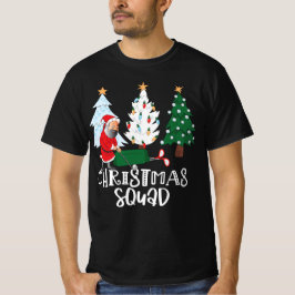 Camiseta Esquadra de Natal de Golfe com Papai Noel na Árvor