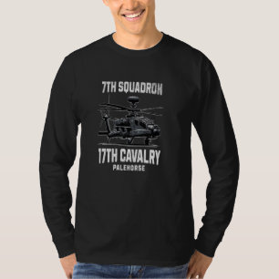 Camiseta Esquadrão 7 17ª Cavalaria Apache Helicóptero Milit